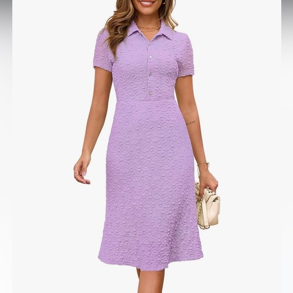 Lavender Textured Midi Dress #LK2 - Picture 12 of 16